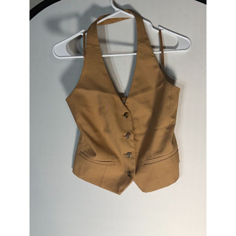Ann Taylor Size 0 Camel Brown The Halter Vest Waistcoat Y2K 90s